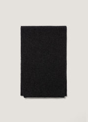 Cashmere Ribbed Scarf in Charcoal Melange