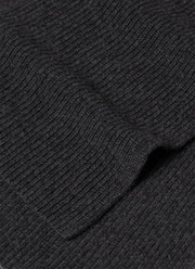 Cashmere Ribbed Scarf in Charcoal Melange