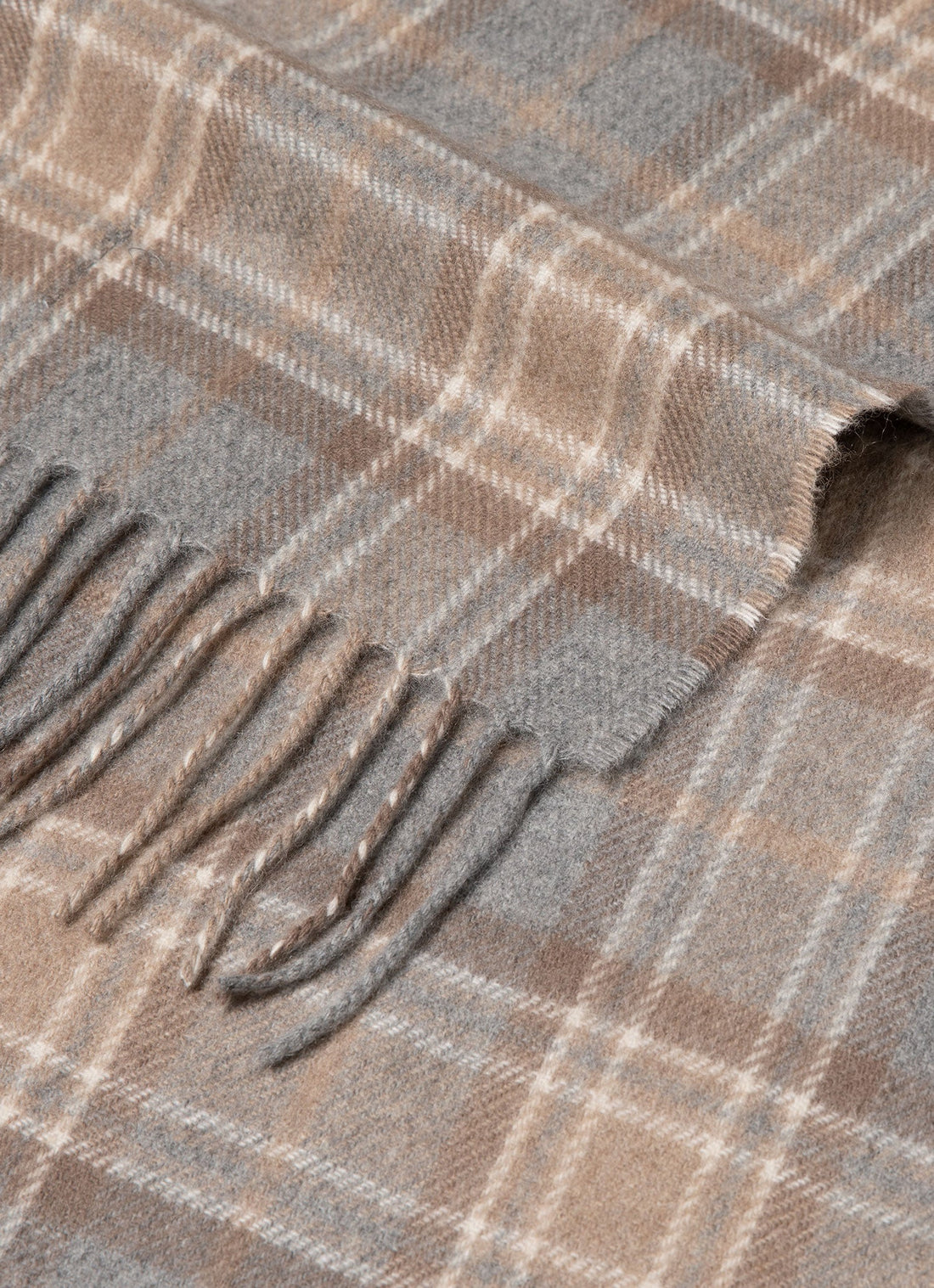 Cashmere Woven Scarf in Sandstone Check