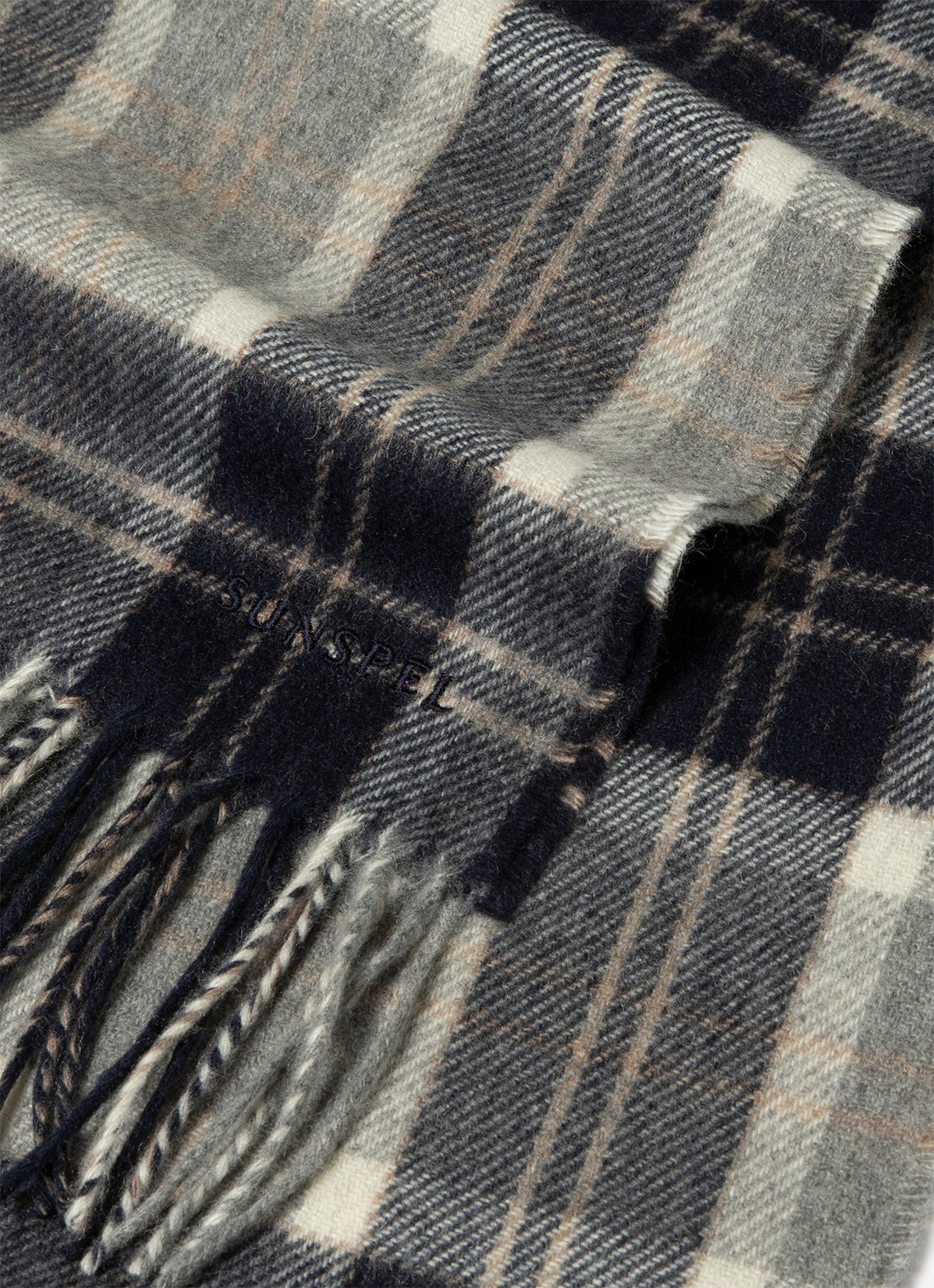 Men's Cashmere Scarf in Navy Check