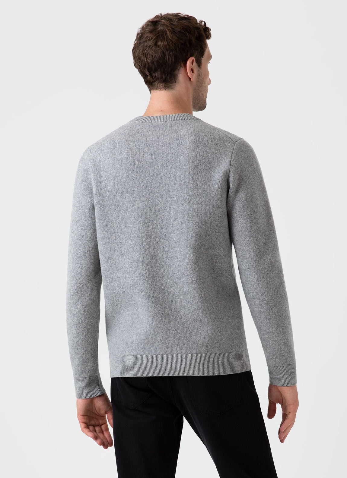 Men's Craig Ward Lambswool Jumper in Grey Melange