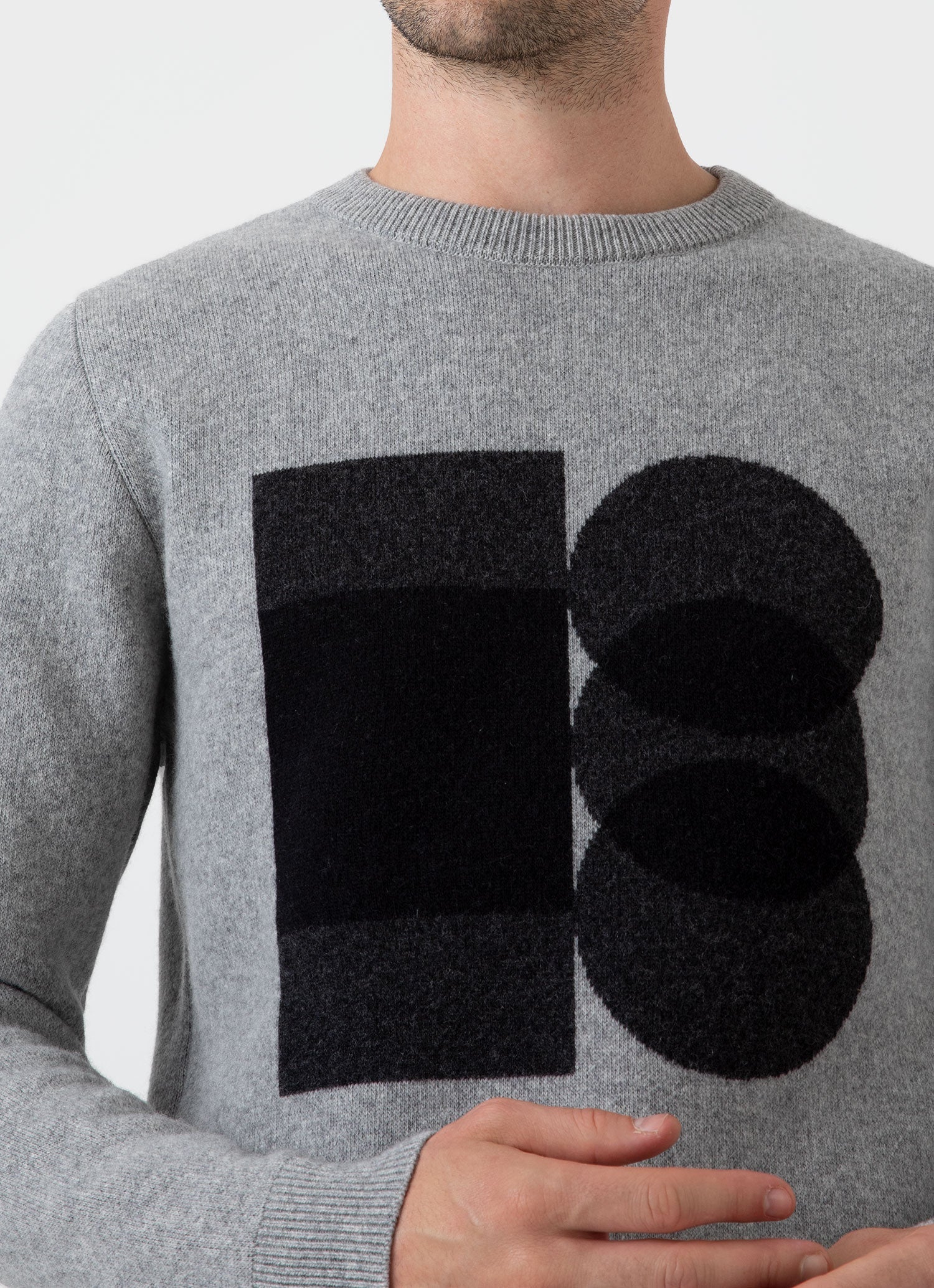 Men's Craig Ward Lambswool Jumper in Grey Melange