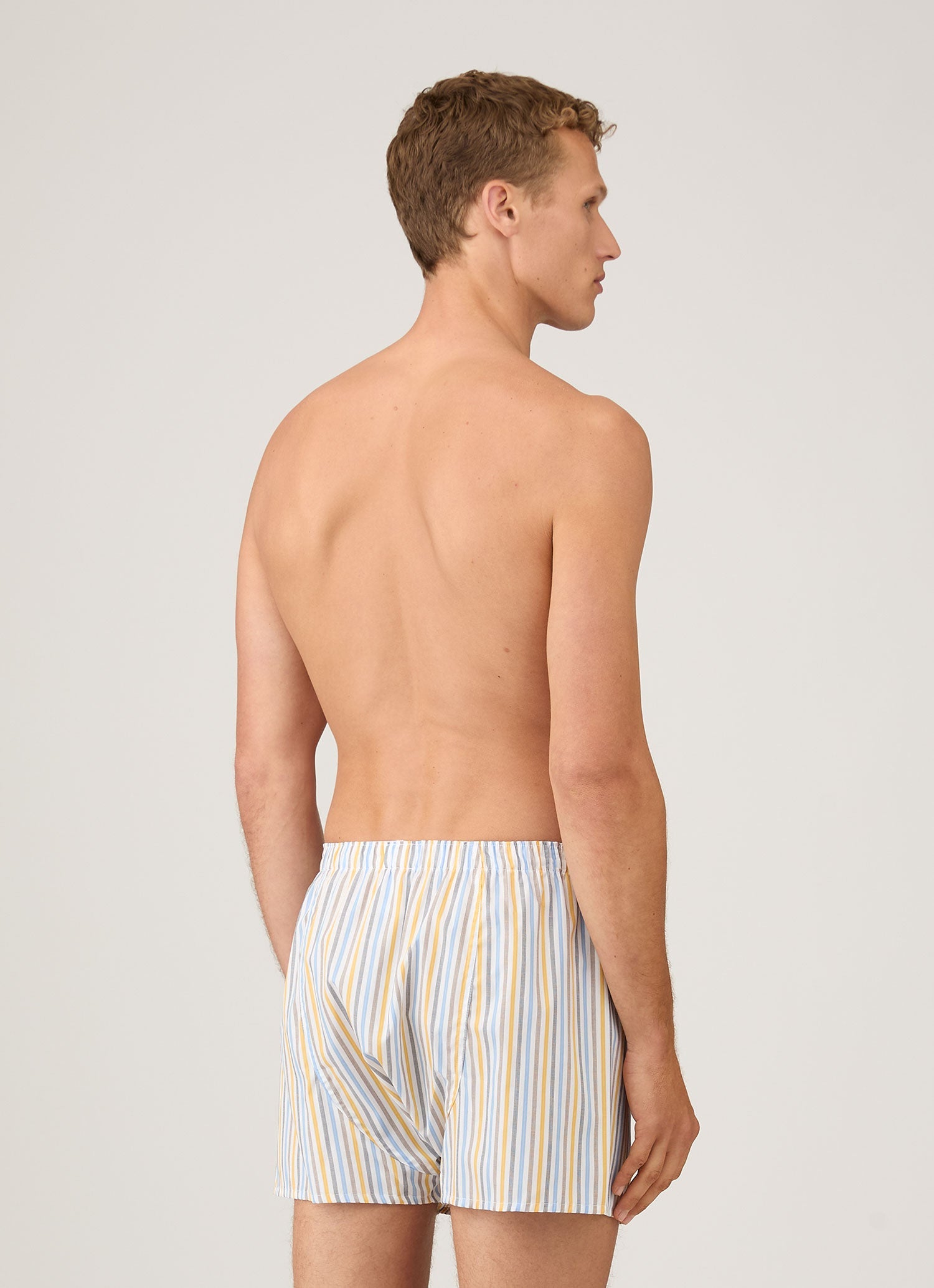 Men's Classic Boxer Short in Yellow/Brown/Blue | Sunspel