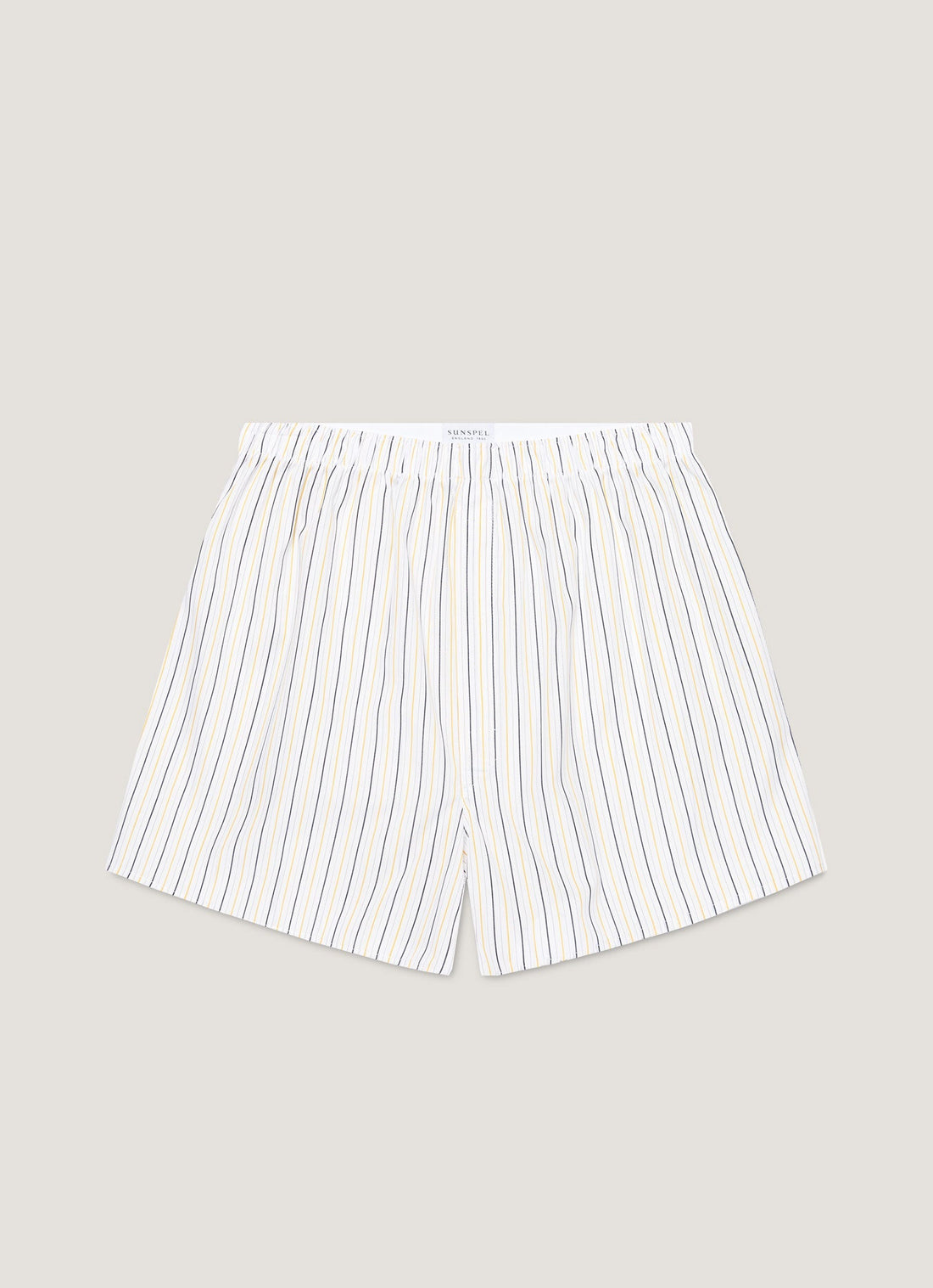 Men's Classic Boxer Shorts in White/Blue/Yellow