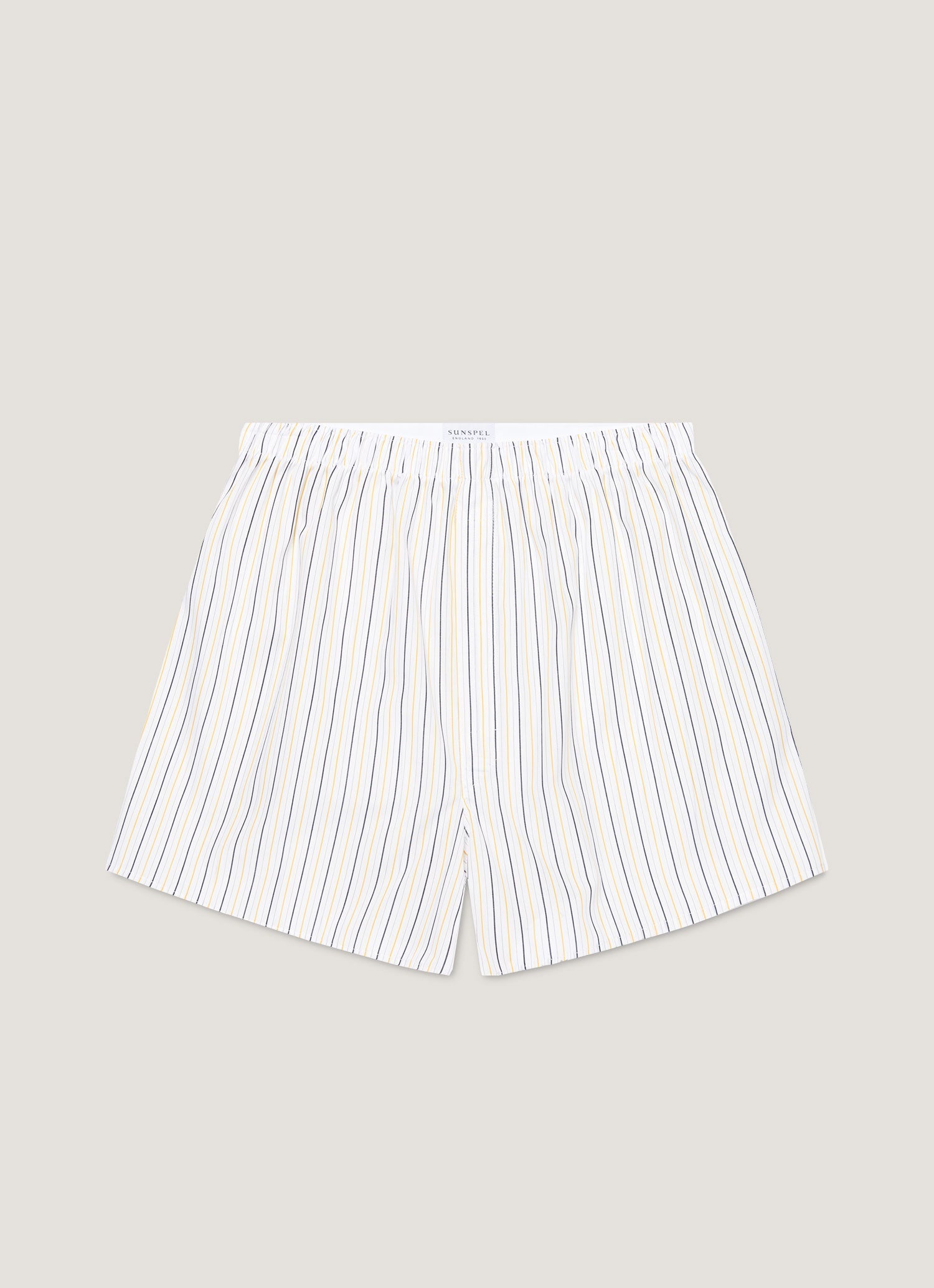 Men's Classic Boxer Shorts in White/Blue/Yellow
