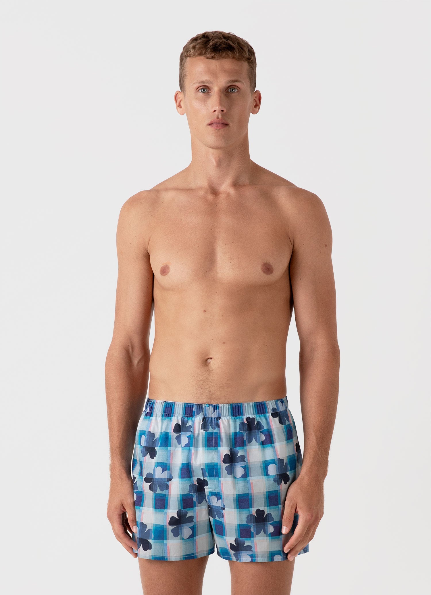 Men's Classic Boxer Shorts in Liberty Fabric in Blue Flower