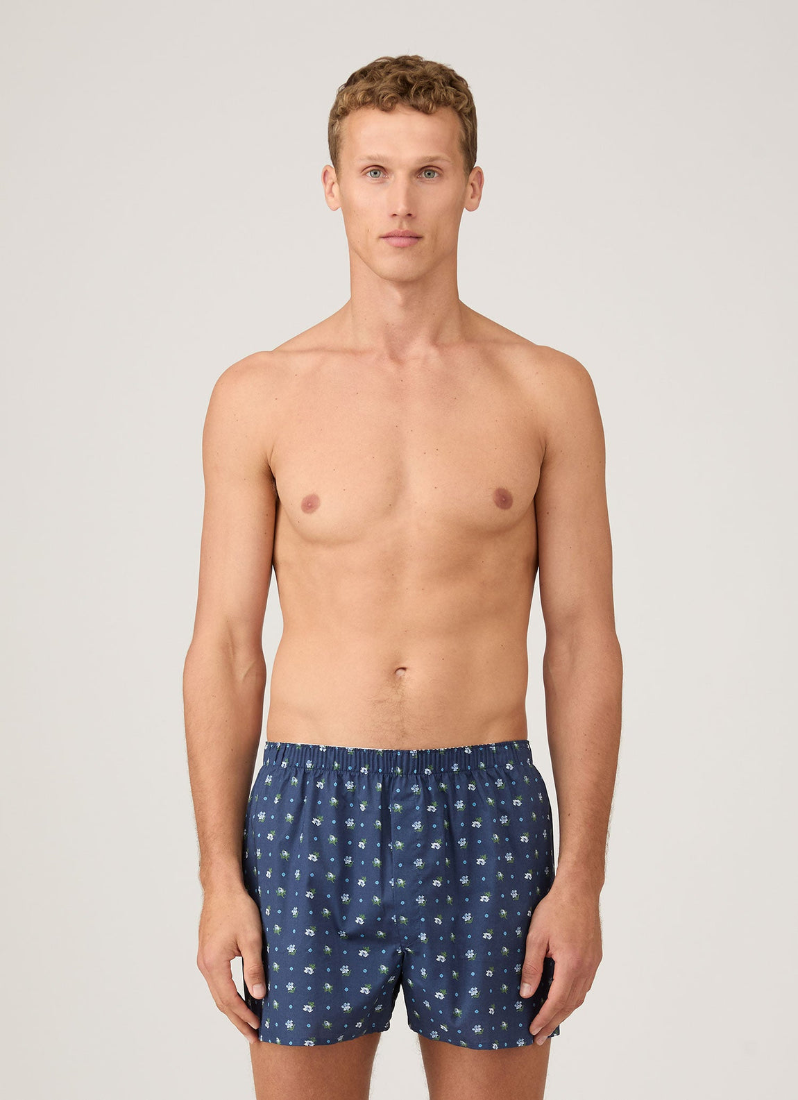 Men's Classic Boxer Shorts in Liberty Fabric in Navy/Blue Ditsy
