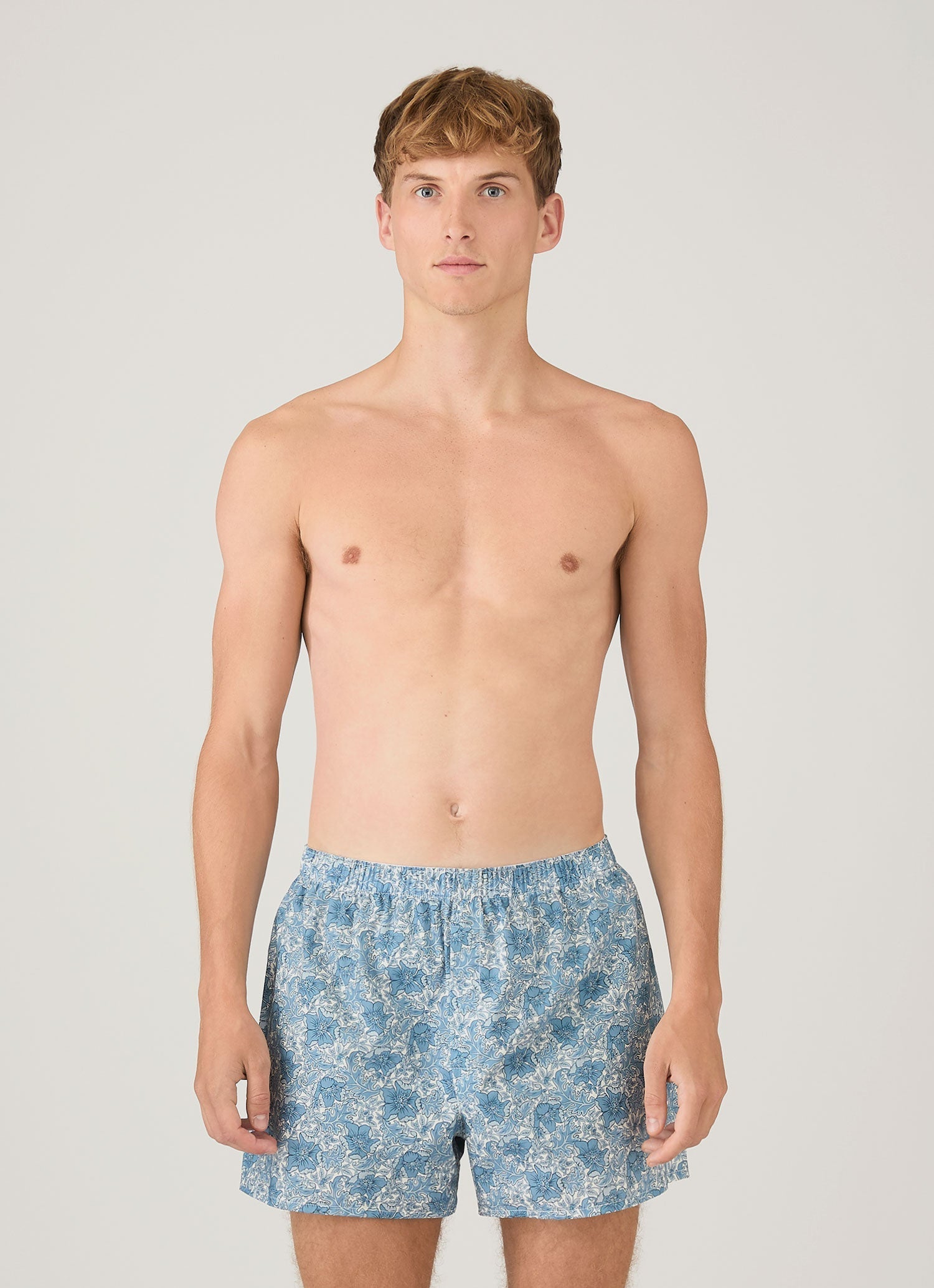 Men's Classic Boxer Short in Liberty Fabric in Stone Blue Floral