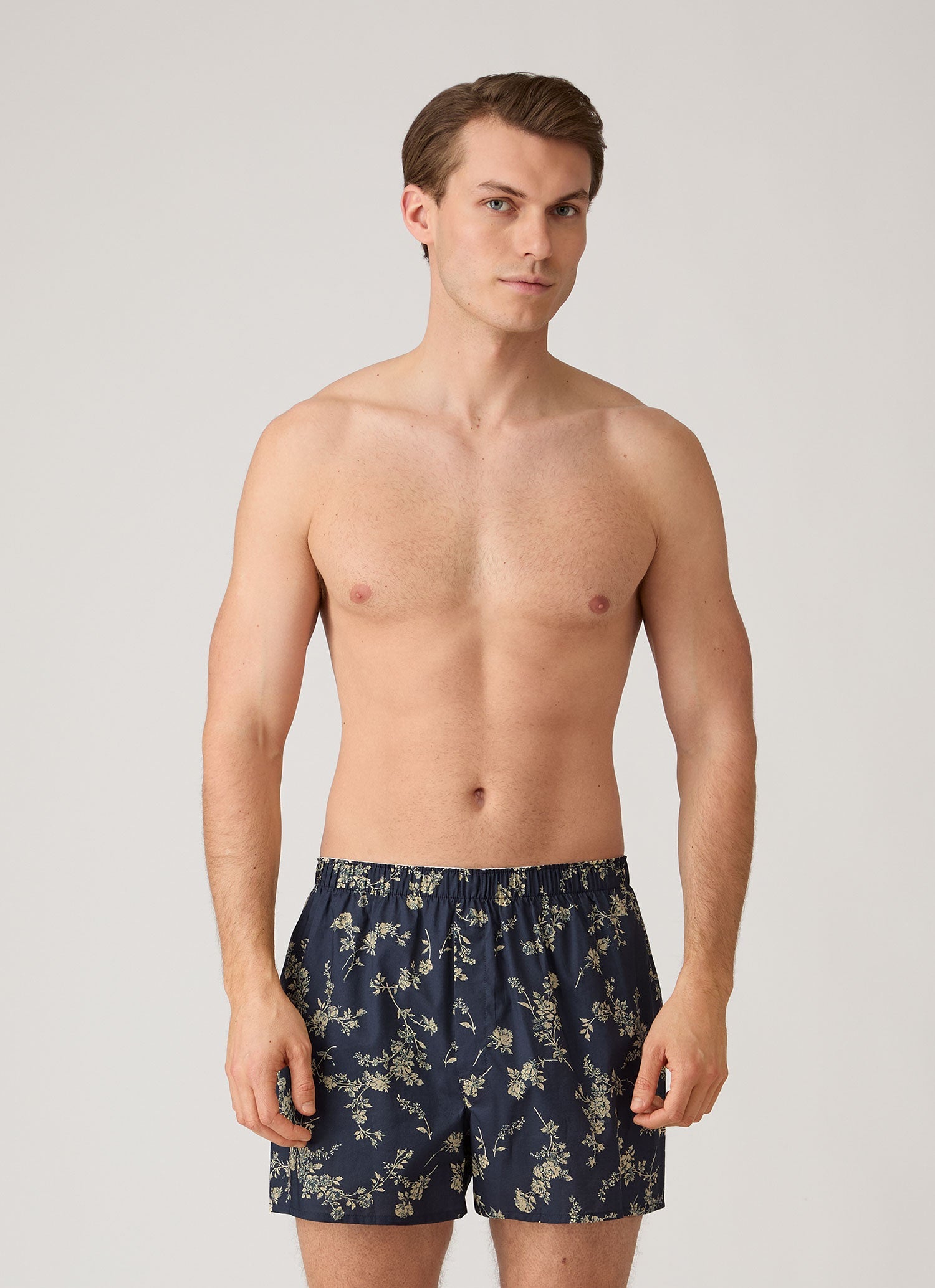 LIBeRté Playfulness Men's Classic Boxer Short in Liberty Fabric in Navy Sketch Floral