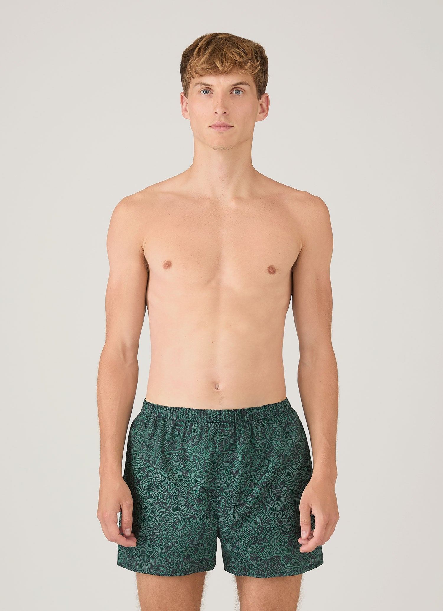 Men's Classic Boxer Shorts in Liberty Fabric in Steel Green Bloom