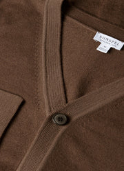 Men's Extra-Fine Merino Cardigan in Bark