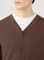 Men's Extra-Fine Merino Cardigan in Bark