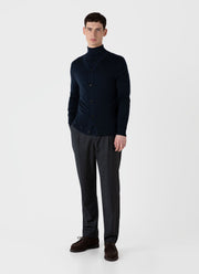 Men's Extra-Fine Merino Cardigan in Light Navy