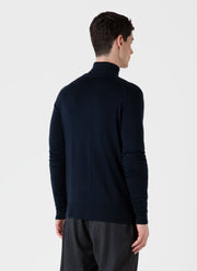 Men's Extra-Fine Merino Cardigan in Light Navy