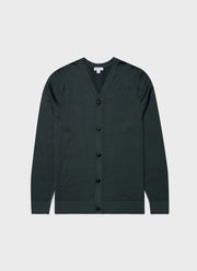 Men's Extra-Fine Merino Cardigan in Drill Green