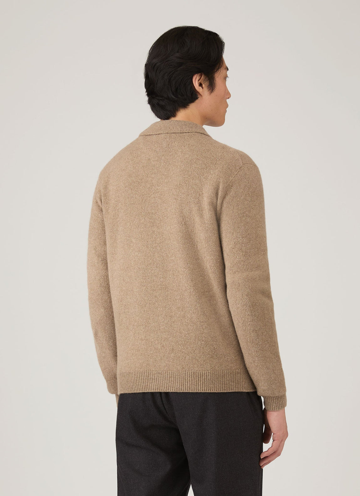 Men's Lambswool Cardigan in Sandstone