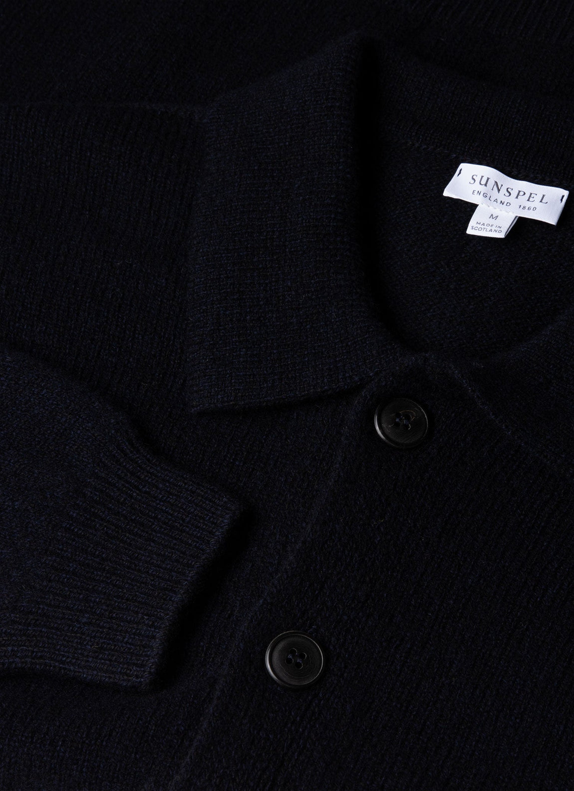 Men's Lambswool Cardigan in Dark Navy Mouline