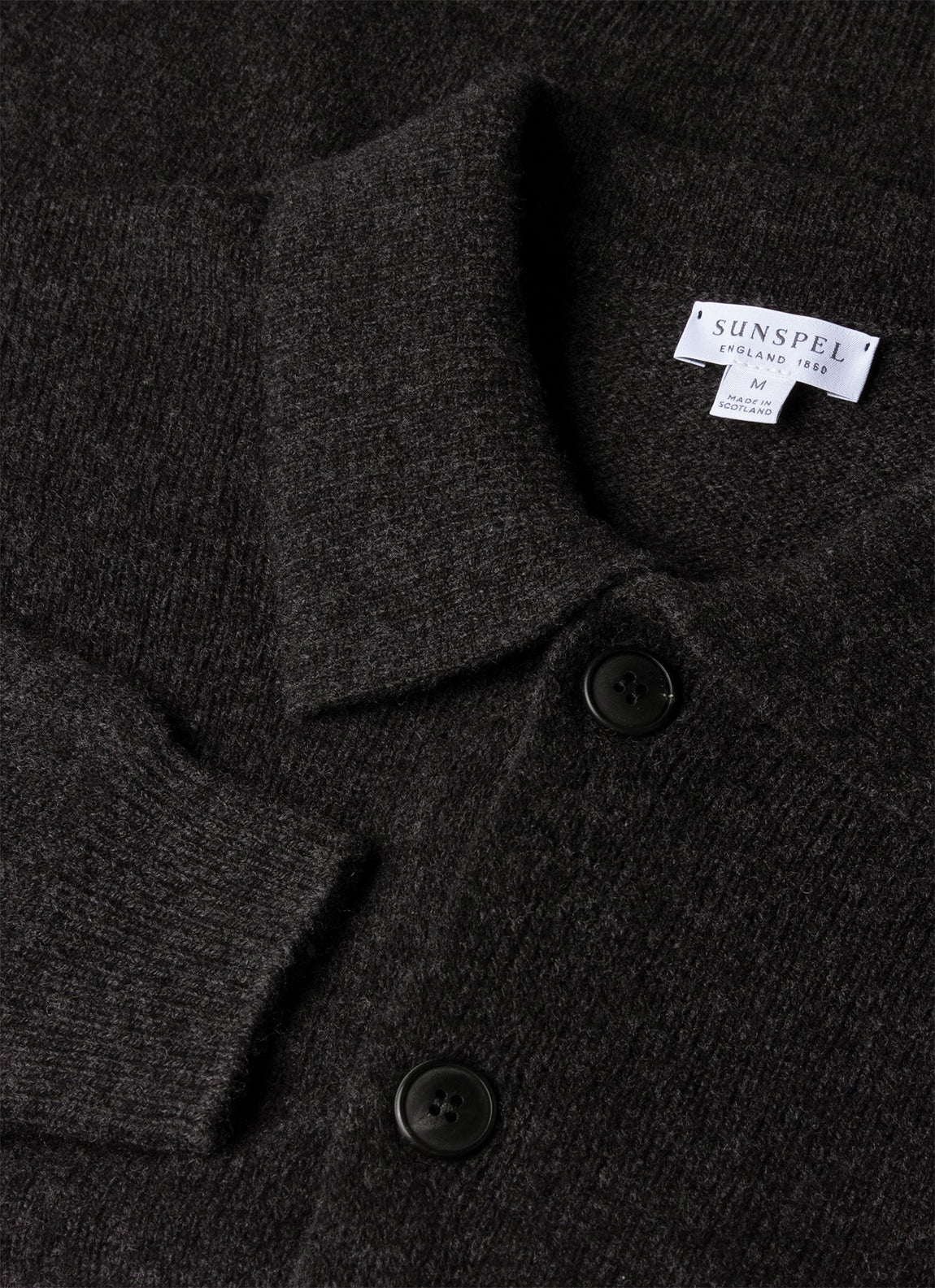 Men's Lambswool Cardigan in Charcoal Melange