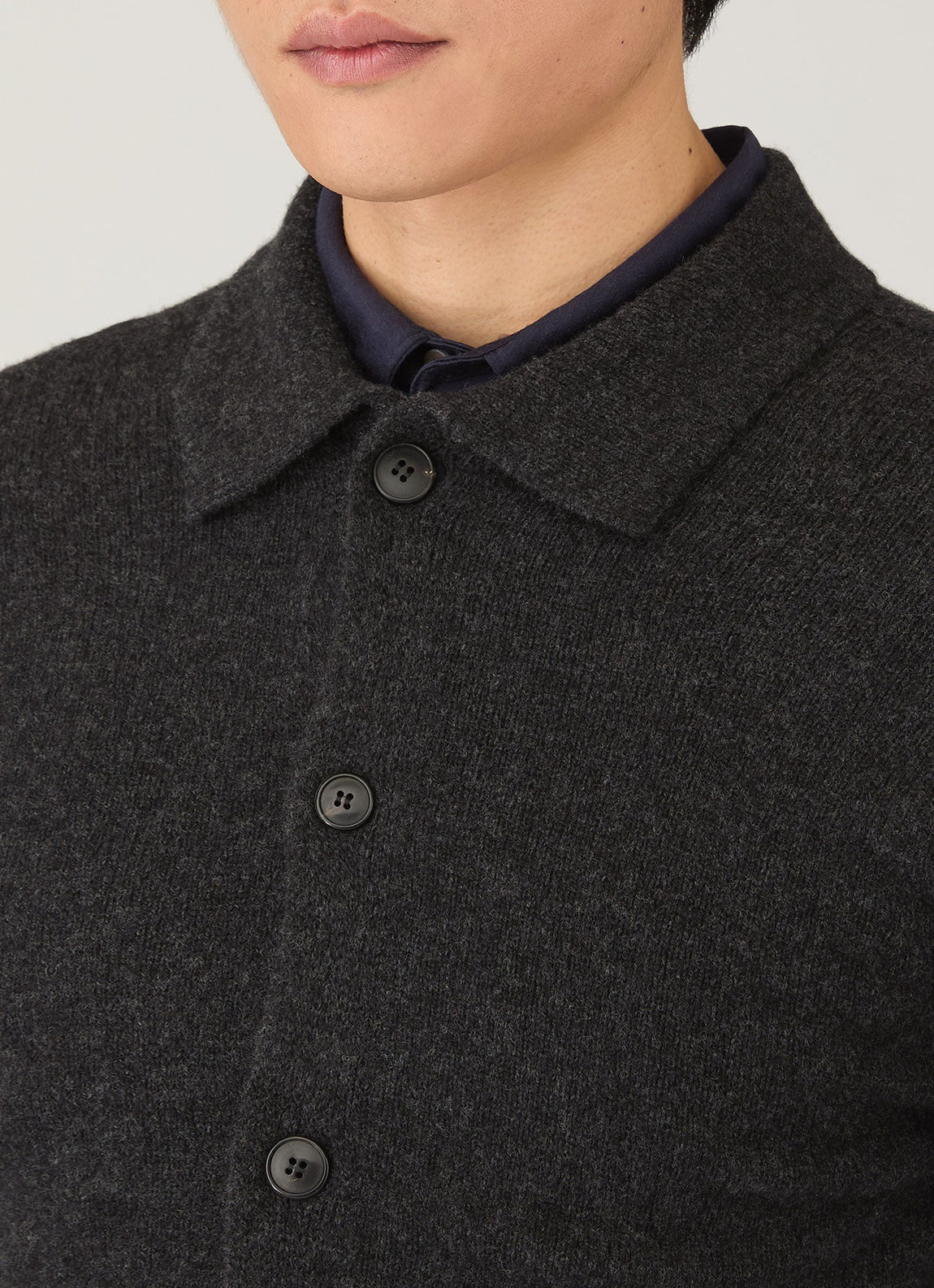 Men's Lambswool Cardigan in Charcoal Melange