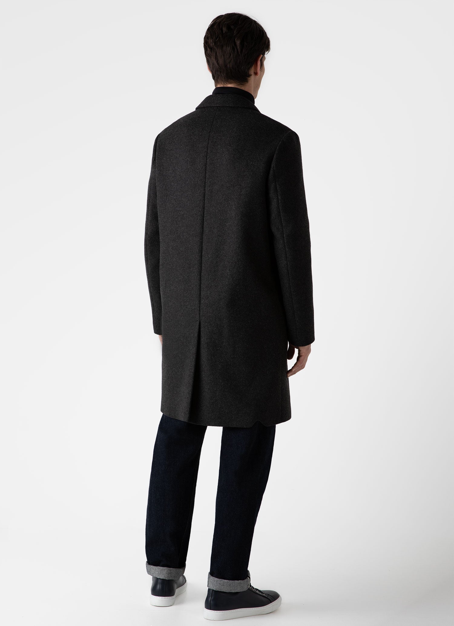 Men's Wool Cashmere Overcoat in Charcoal Melange