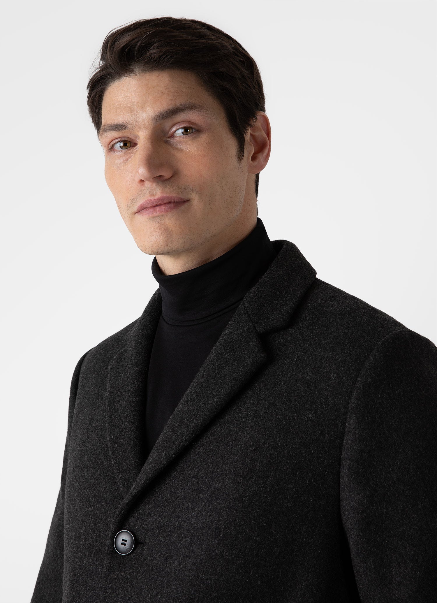 Collared wool outlet overcoat charcoal