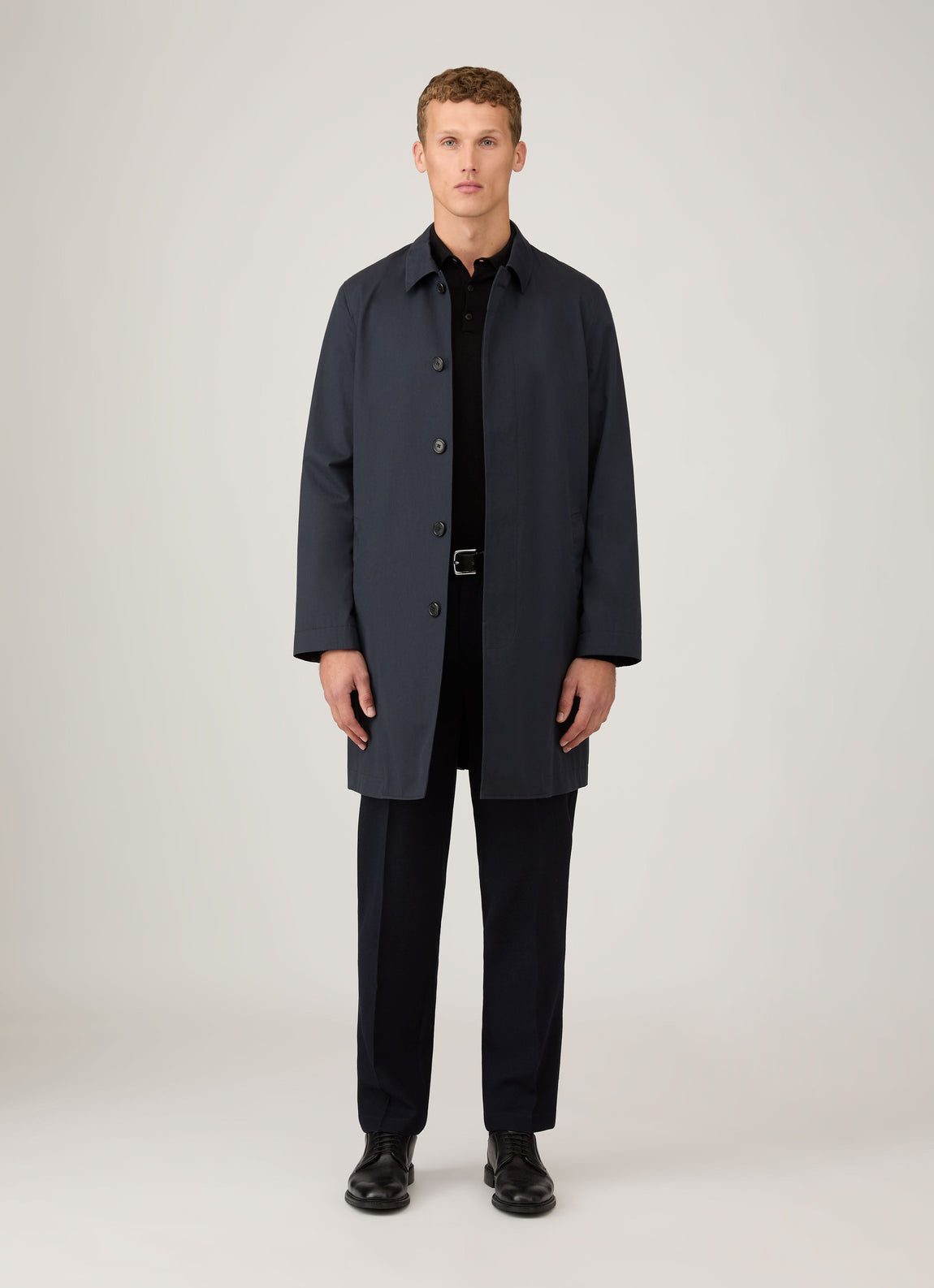 Sunspel Technical Cotton Mac Coat Navy