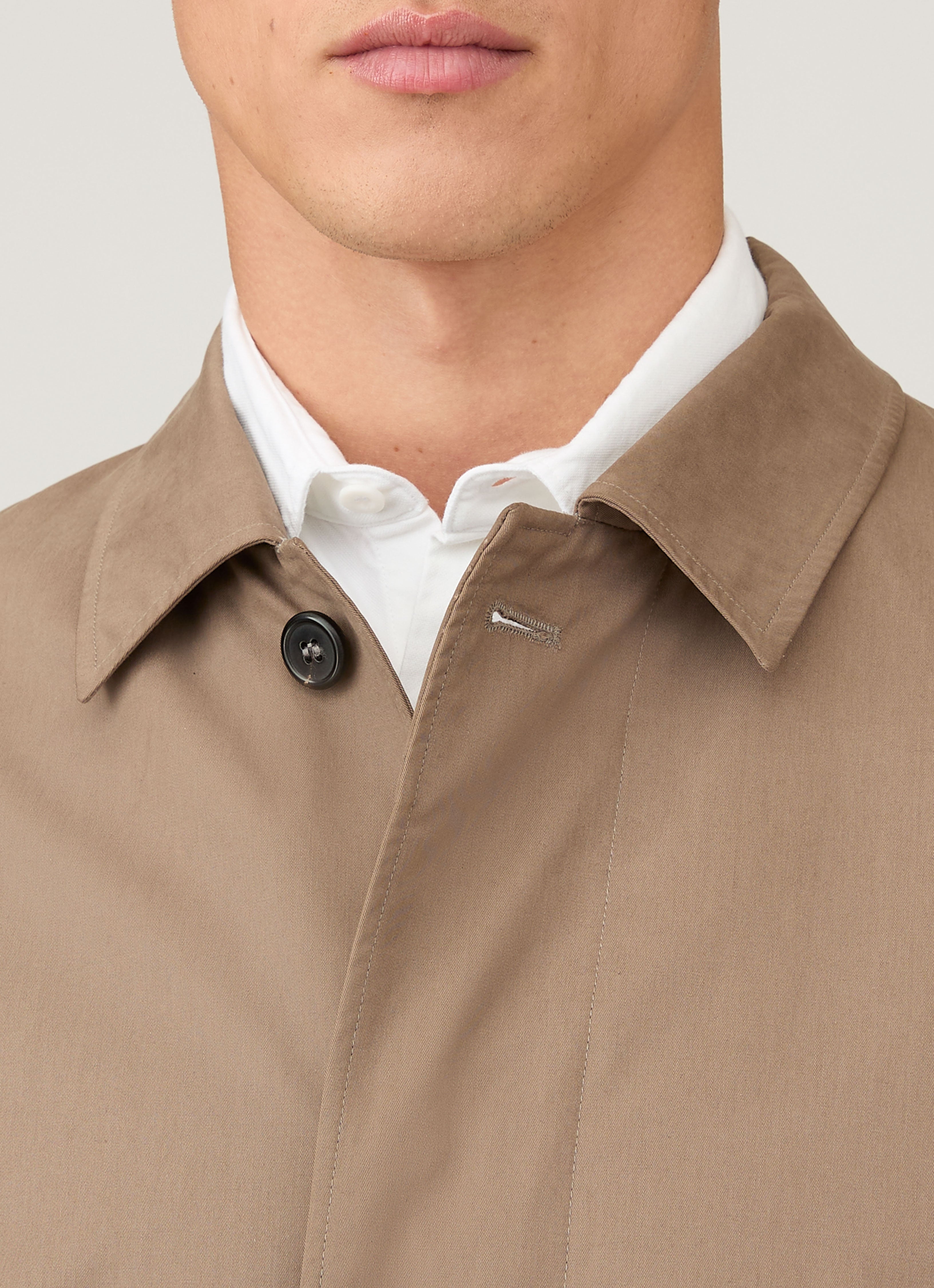 Men's Showerproof Cotton Mac in Dark Stone | Sunspel