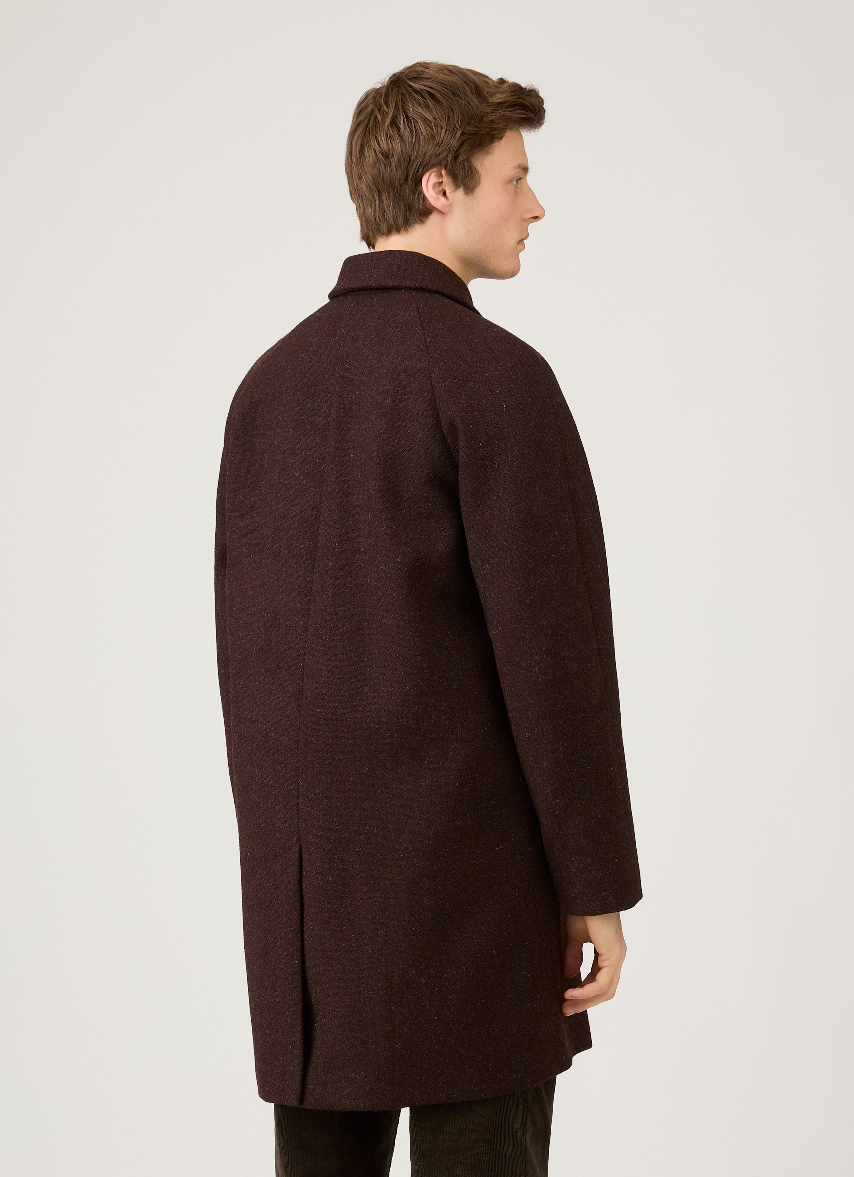 Men's Harris Tweed Car Coat in Truffle | Sunspel