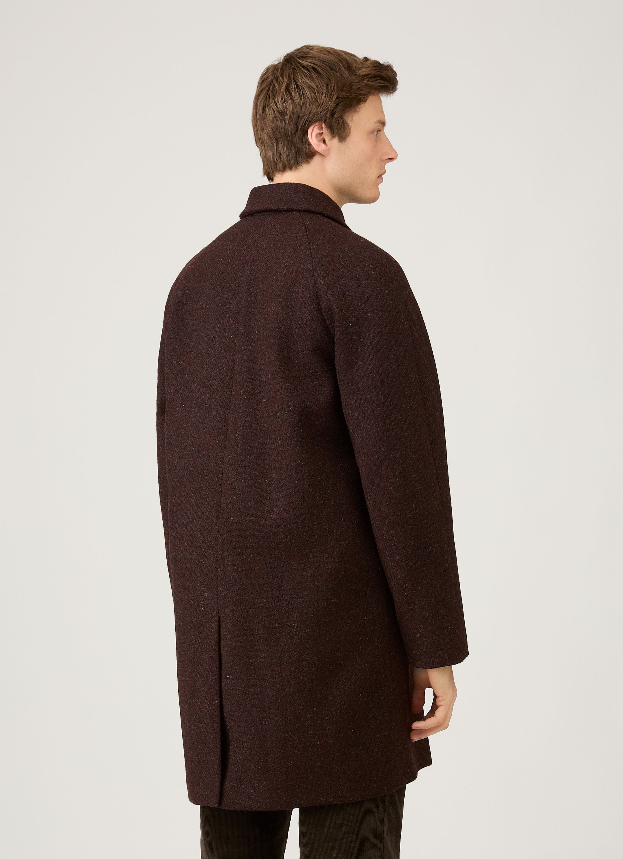 Men's Harris Tweed Car Coat in Truffle