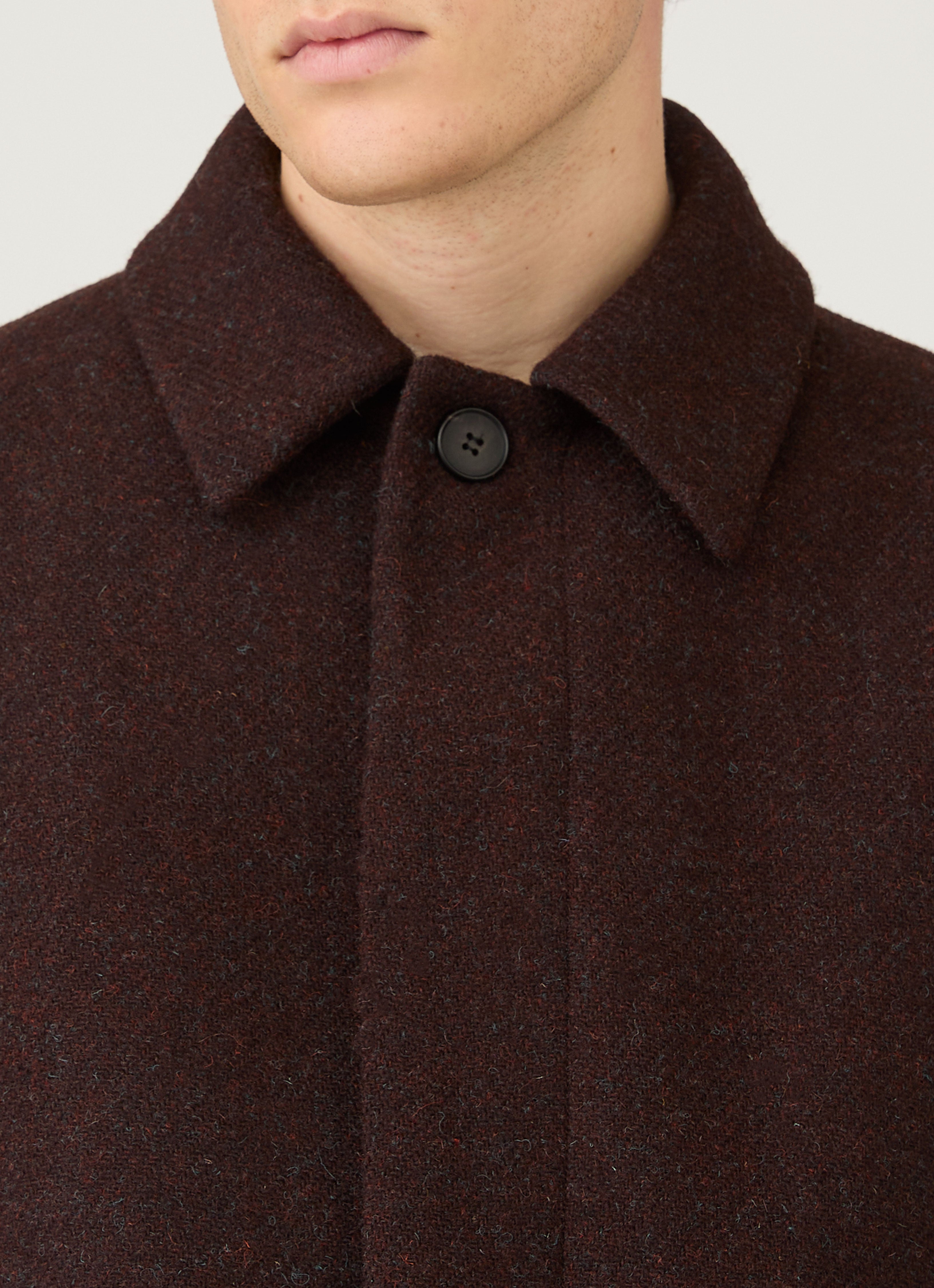 Men's Harris Tweed Car Coat in Truffle | Sunspel