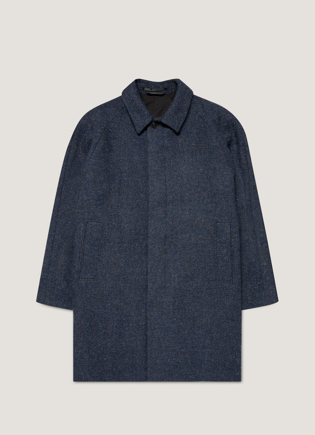 Men's Harris Tweed Car Coat in Selvedge Blue