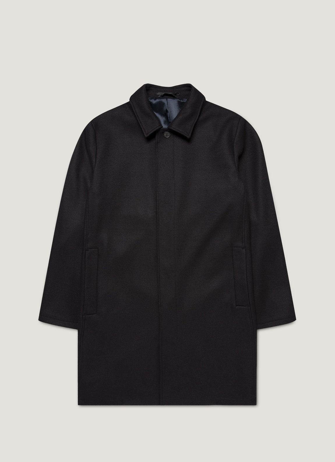 Men's Boiled Wool Coat in Navy