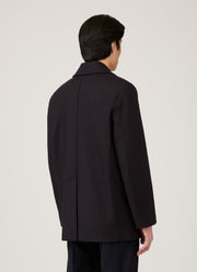Men's Boiled Wool Pea Coat in Navy