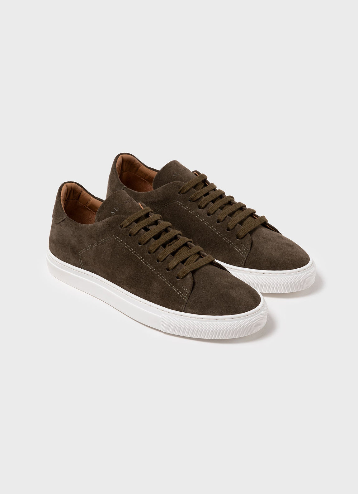 Men's Suede Tennis Shoe in Dark Moss