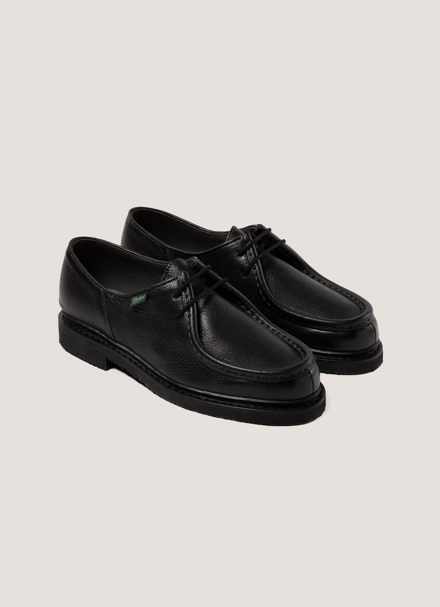 Sunspel x Paraboot Grained Leather Michael in Black | Sunspel