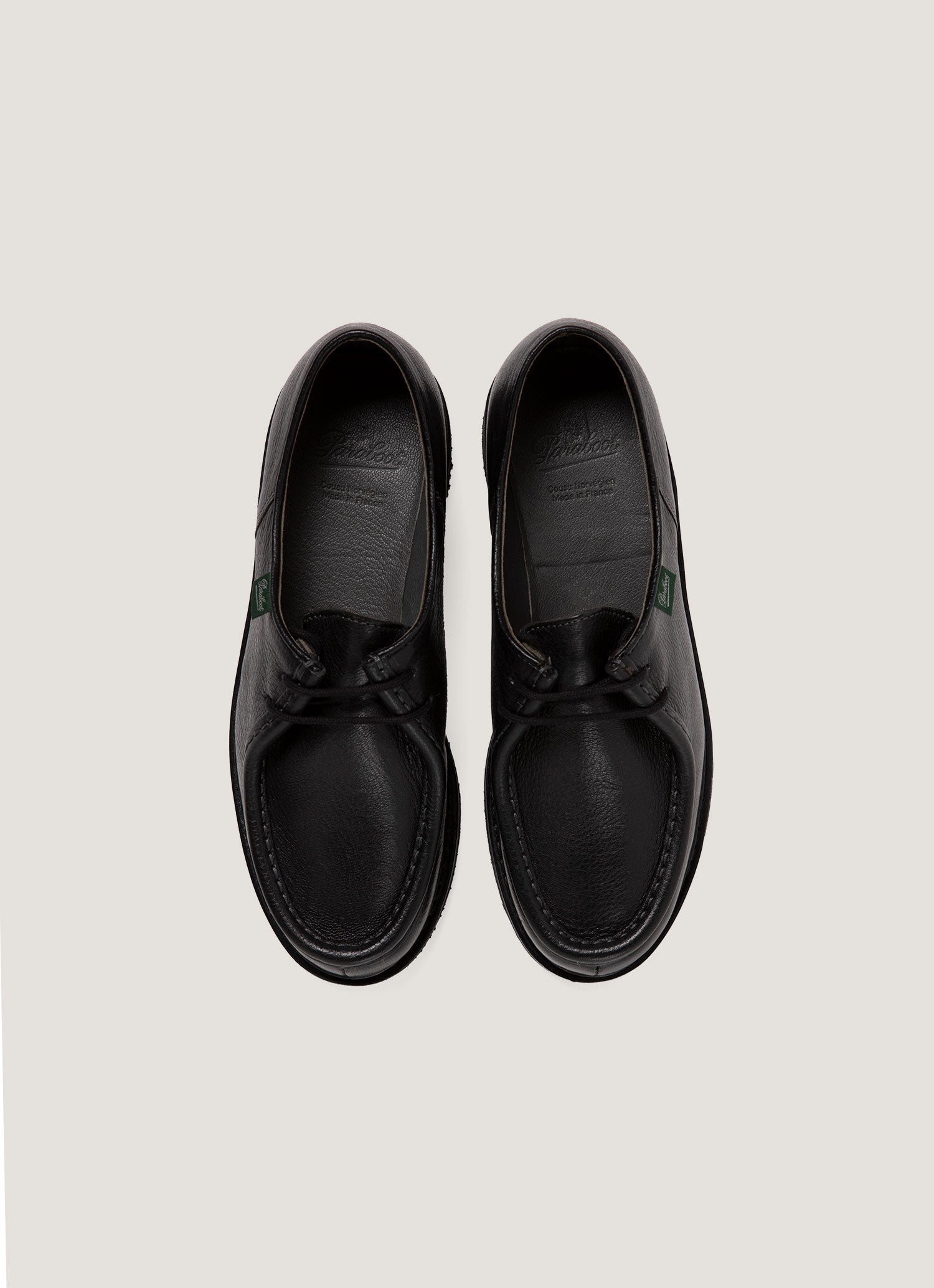 Sunspel x Paraboot Grained Leather Michael in Black | Sunspel