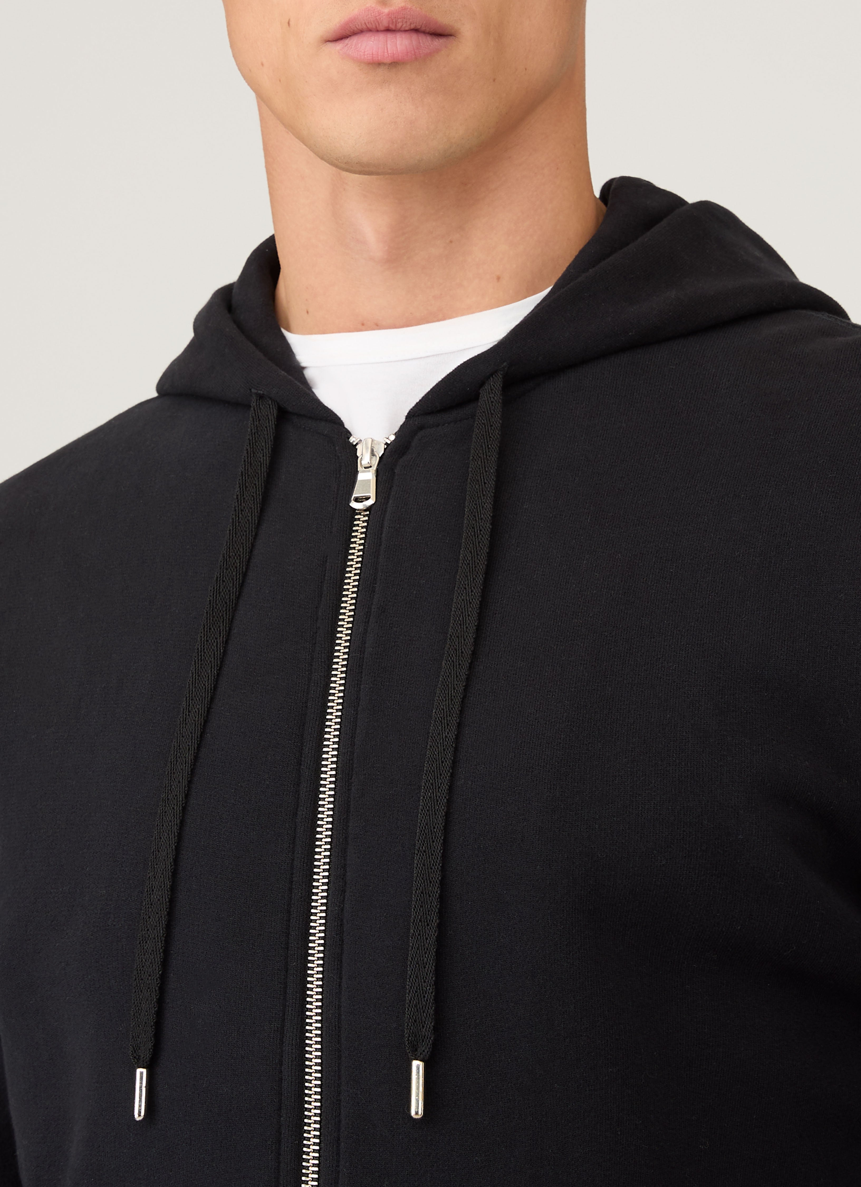 Men's Loopback Zip Hoodie in Black | Sunspel