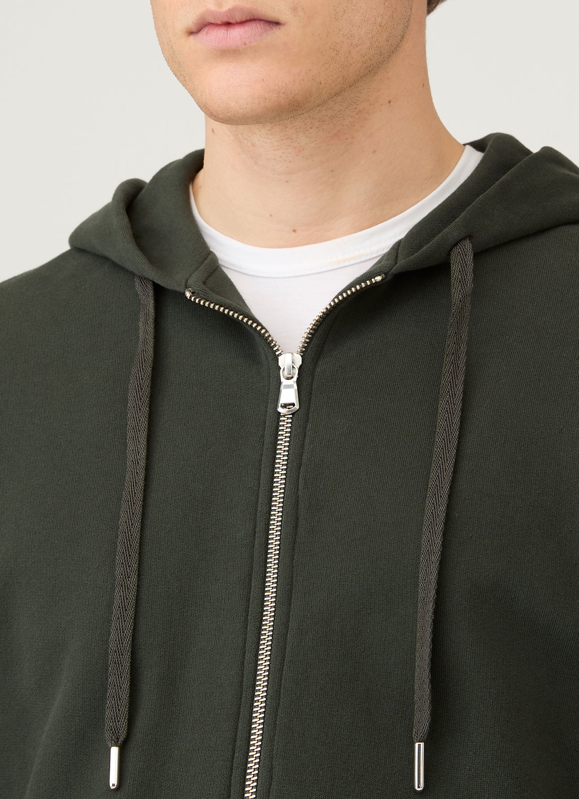 Men's Loopback Zip Hoodie in Dark Green