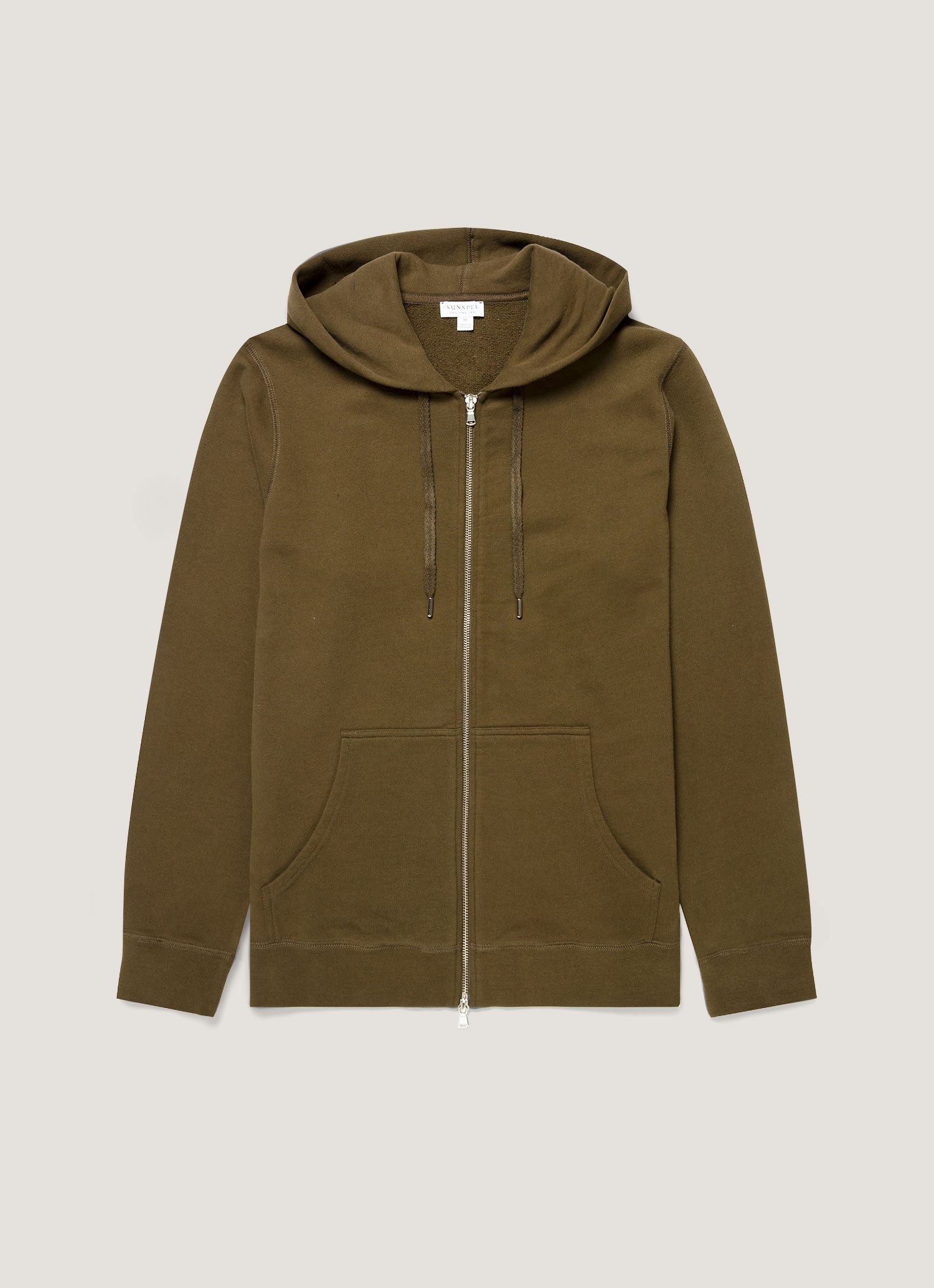 Men's Loopback Zip Hoodie in Loden Green | Sunspel