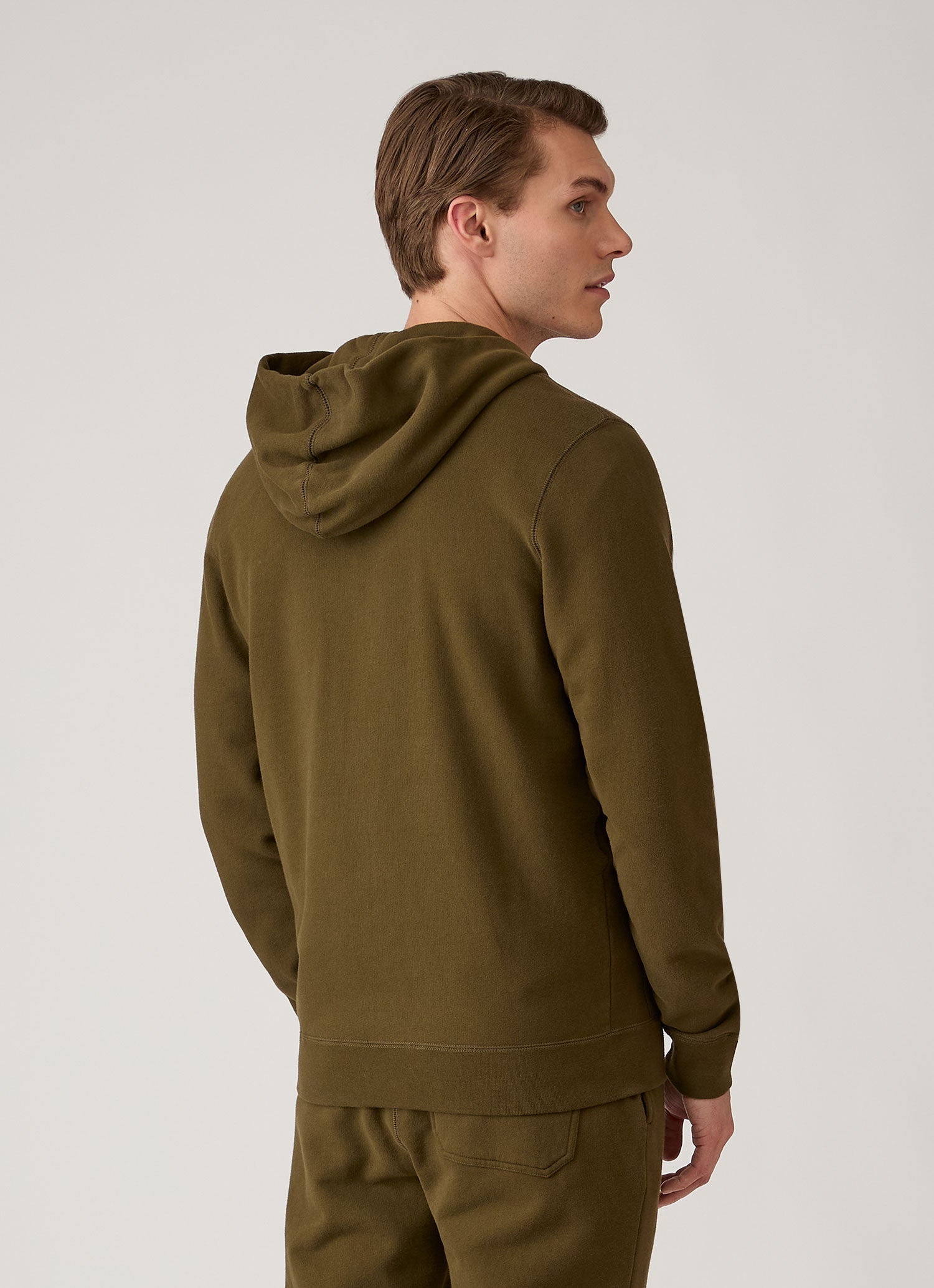 Men's Loopback Zip Hoodie in Loden Green | Sunspel