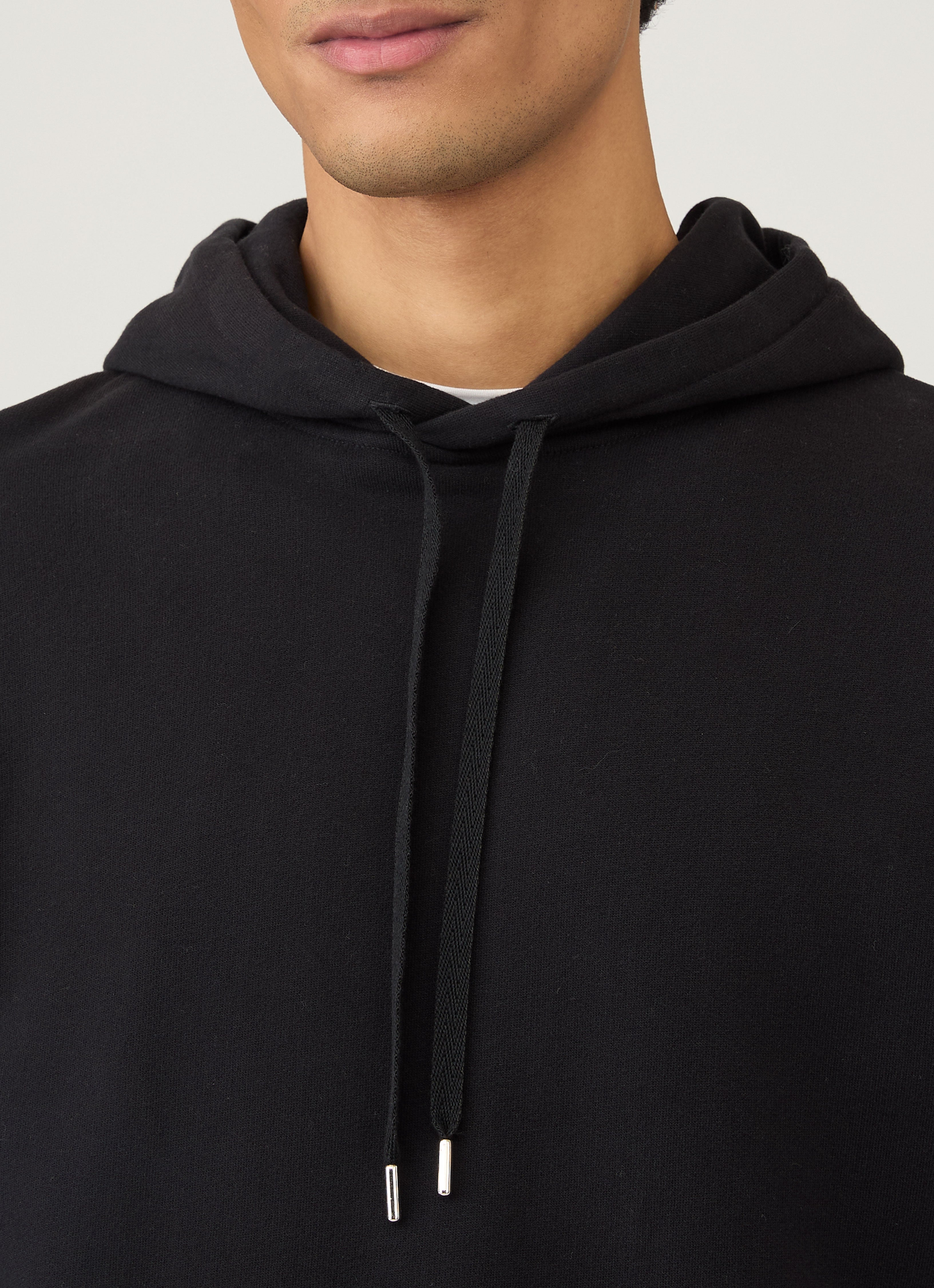 Men's Loopback Hoodie in Black | Sunspel