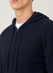 Men's Cashmere Zip Hoodie in Navy
