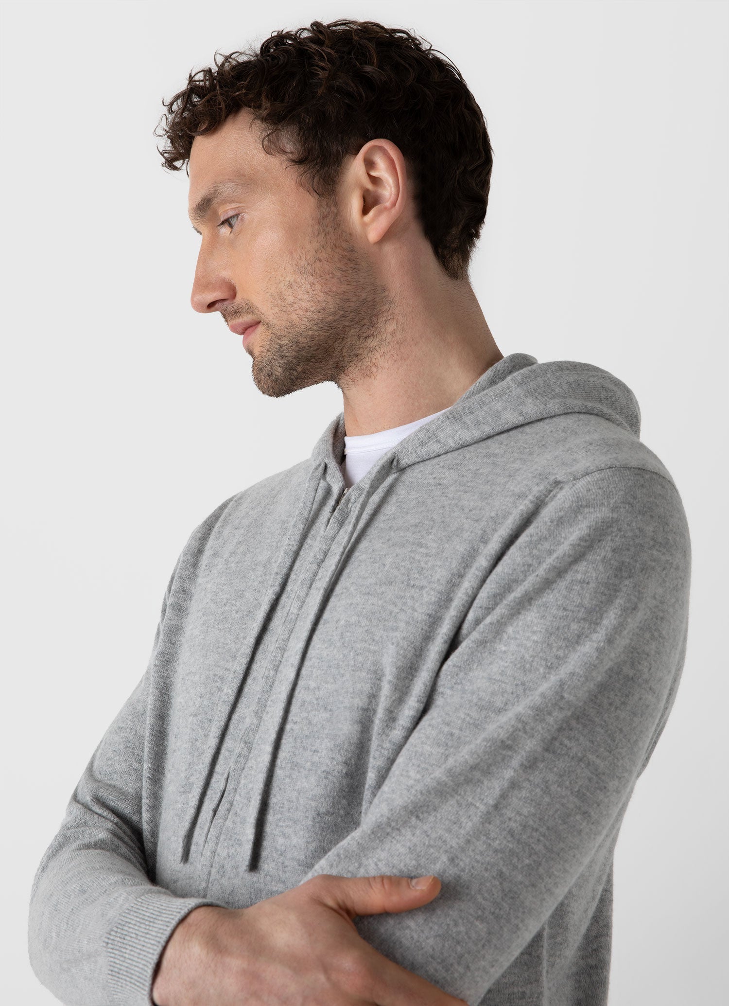 Grey cashmere hotsell zip hoodie