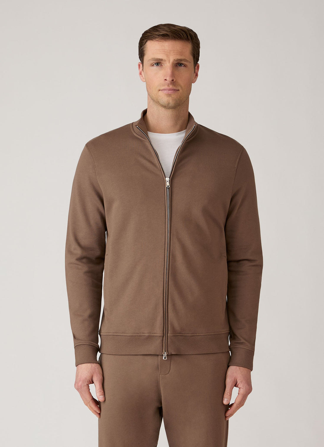 Men's Supima Loopback Zip Sweatshirt in Dark Cedar