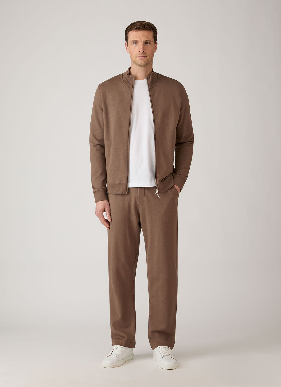 Men's Supima Loopback Zip Sweatshirt in Dark Cedar