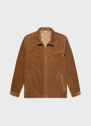 Men's Corduroy Harrington Jacket in Dark Camel