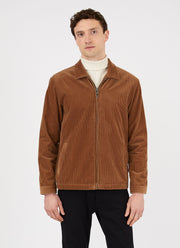 Men's Corduroy Harrington Jacket in Dark Camel