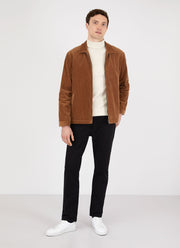Men's Corduroy Harrington Jacket in Dark Camel