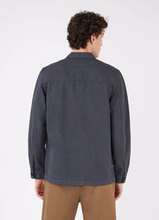 Men's Cotton Linen Twin Pocket Jacket in Charcoal