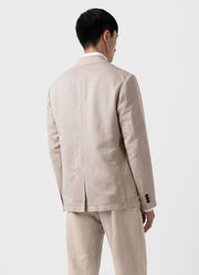 Men's Cotton Linen Unstructured Blazer in Light Sand